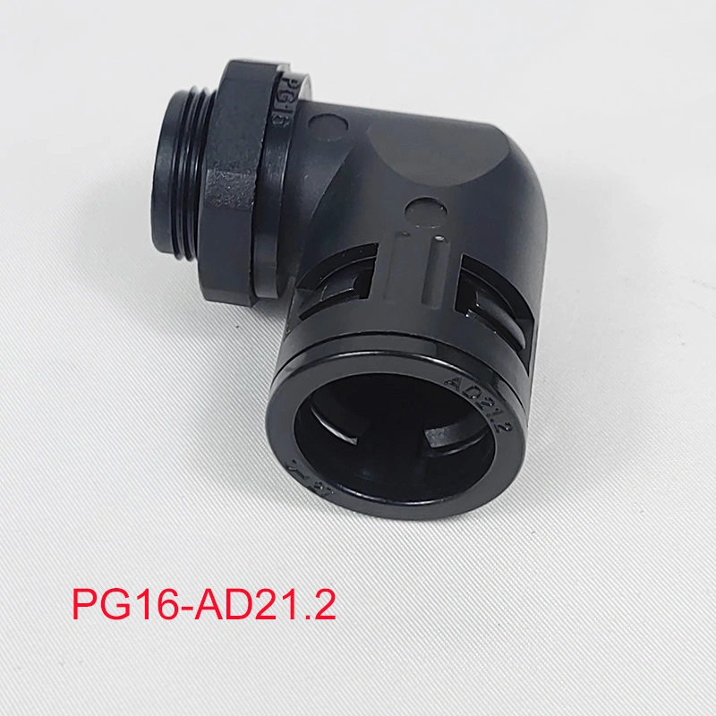 Elbow Quick Conduit Connector for Corrugated Pipes Ad21.2mm Nylon PA66 Pg16-Ad21.2