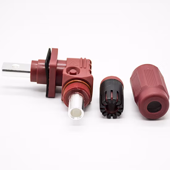 Elektrofahrzeug New Energy DC-Stromkabelstecker, 1-polig, rechtwinklig, 120 A, 6 mm, roter Kunststoff, Surlok Plus HV-Batterieanschluss